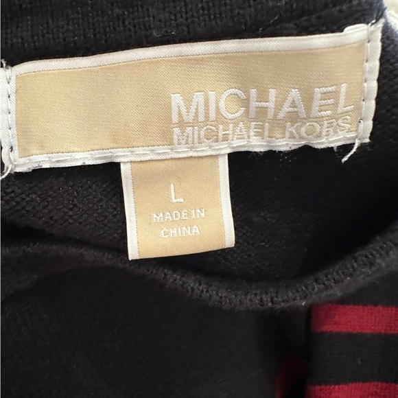 Michael Kors Black Red Striped Knit Sheath Dress Size L - Picture 6 of 14